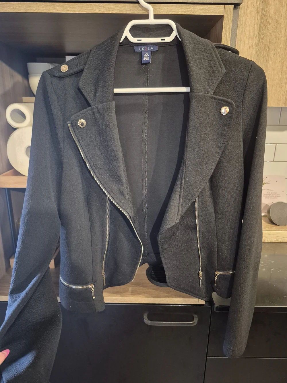 UK2LA Black Moto-Style Blazer with Gold Hardware - Picture 1 of 2